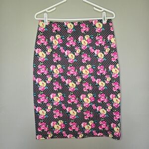 Betsey Johnson Pokeadot and Floral Pencil Skirt